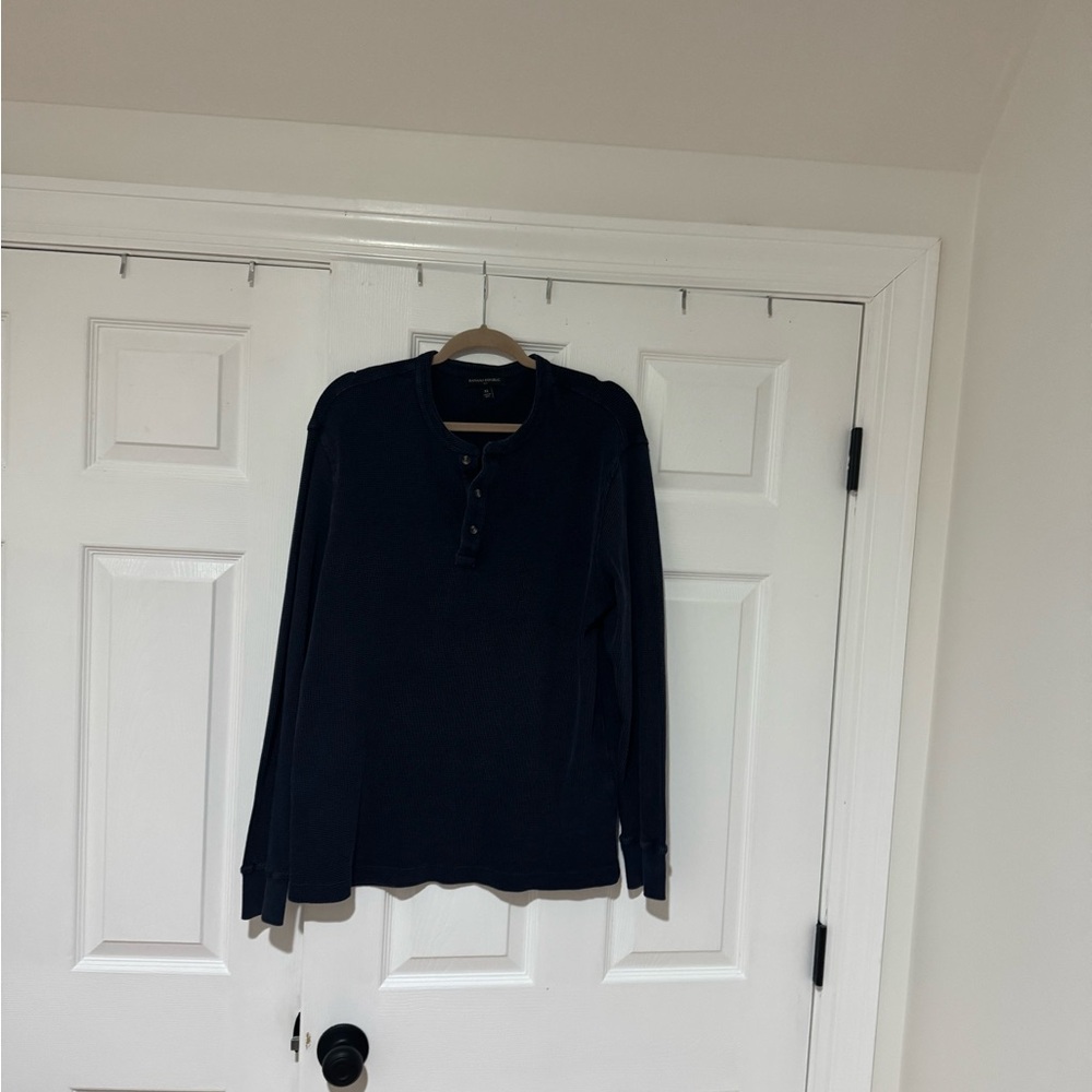 Banana Republic Dark Blue Textured Henley